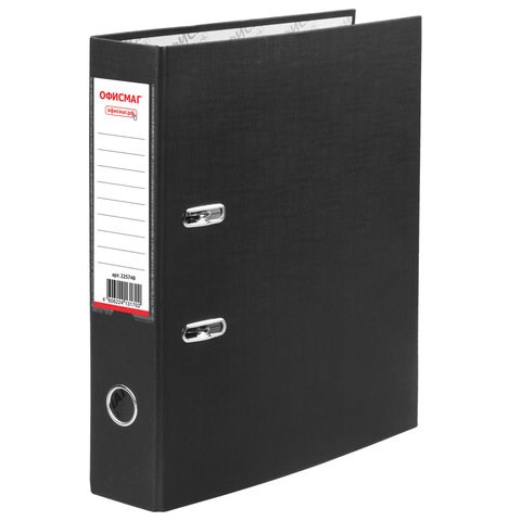 Папка-регистратор ОФИСМАГ с арочным механизмом, покрытие из ПВХ, 75 мм, черная, 225748 225748
