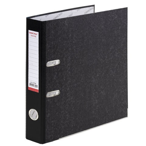 Папка-регистратор ОФИСМАГ, фактура стандарт, с мраморным покрытием, 50 мм, черный корешок, 222096 222096