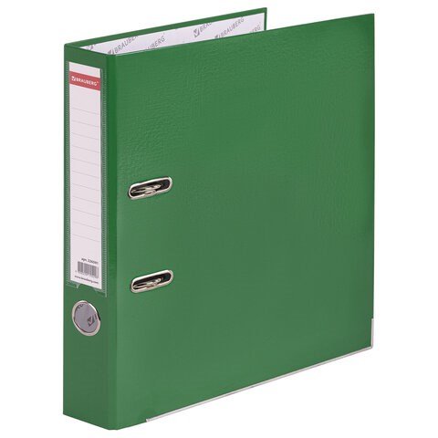 Папка-регистратор, покрытие пластик, 50 мм, ПРОЧНАЯ, с уголком, BRAUBERG, зеленая, 226591 226591