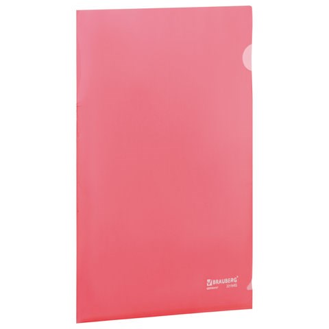 Папка-уголок жесткая BRAUBERG, красная, 0,15 мм, 221640 221640