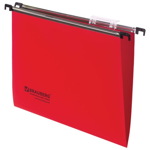 Подвесные папки А4 (350х245 мм), до 80 листов, КОМПЛЕКТ 5 шт., пластик, красные, BRAUBERG (Италия), 231800 231800