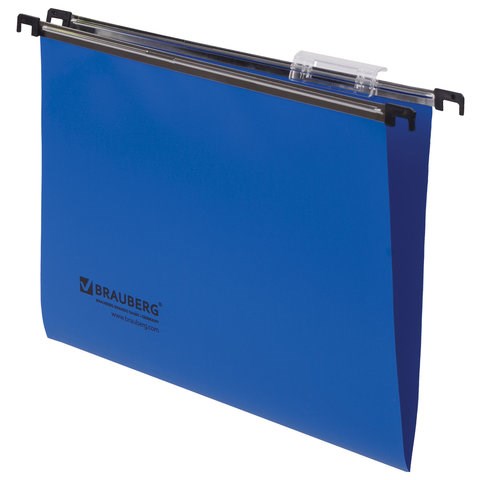Подвесные папки А4 (350х245 мм), до 80 листов, КОМПЛЕКТ 5 шт., пластик, синие, BRAUBERG (Италия), 231797 231797