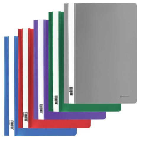 Скоросшиватель пластиковый BRAUBERG, А4, 130/180 мкм, ассорти, 221820 221820