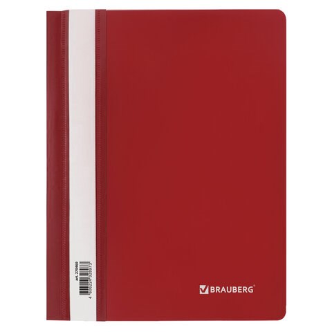 Скоросшиватель пластиковый МАЛОГО ФОРМАТА (160х22 8мм), А5, BRAUBERG, 130/180 мкм, красный, 270460 270460