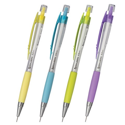 Карандаш механический 0,5 мм, BRAUBERG "Elegant", резиновый грип, корпус ассорти, 181417 181417