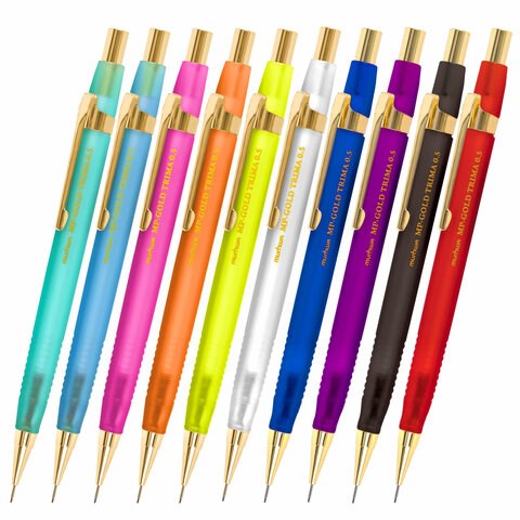 Карандаш механический 0,5 мм, MUNHWA "MP Gold Trima", ластик, корпус ассорти, BMPG05 181973