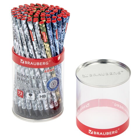 Карандаш чернографитный BRAUBERG "ARMY", 1 шт., HB, корпус ассорти, 181770 181770