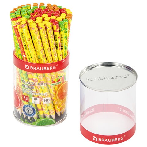 Карандаш чернографитный BRAUBERG "FRESH ZONE", 1 шт., HB, корпус ассорти, 181759 181759