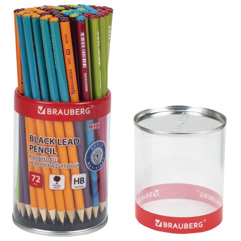 Карандаш чернографитный BRAUBERG "MIX", 1 шт., HB, корпус ассорти, 181761 181761