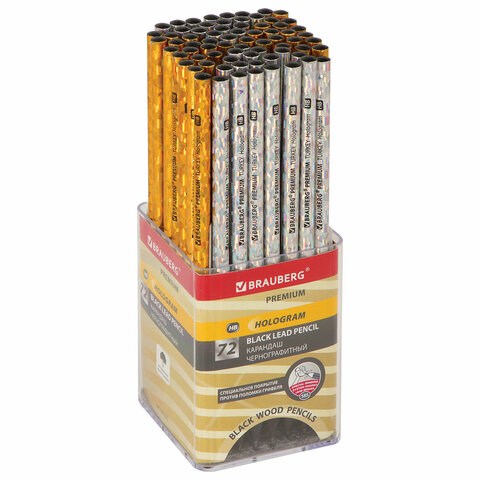 Карандаш чернографитный BRAUBERG "PREMIUM TURKEY", 1 шт., "Hologram", НВ, ассорти, дисплей, 181571 181571