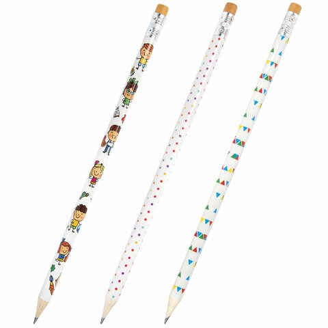 Карандаш чернографитный ПИФАГОР "ЭНИКИ-БЕНИКИ", 1 шт., HB, с ластиком, корпус ассорти, 181787 181787