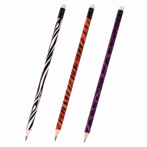 Карандаш чернографитный ЮНЛАНДИЯ "АФРИКА", 1 шт., HB, с ластиком, корпус ассорти, 181769 181769