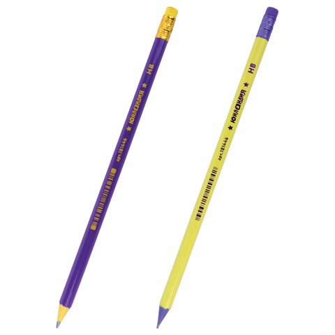 Карандаш чернографитный ЮНЛАНДИЯ, 1 шт., НВ, пластиковый, корпус ассорти, с ластиком, 181446 181446