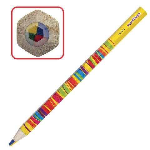 Карандаш с многоцветным грифелем ЮНЛАНДИЯ MAGIC, 1 шт., туба, шестигранный, утолщенный грифель 5 мм, натуральное дерево, 181373 181373