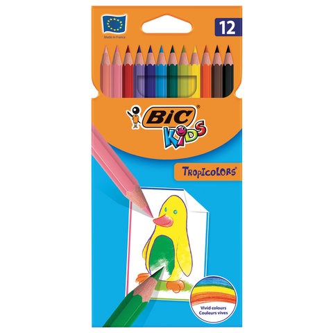 Карандаши цветные BIC "Tropicolors", 12 цветов, шестигранные, 83256610 180458