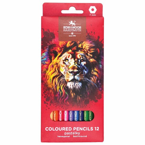 Карандаши цветные KOH-I-NOOR "RED LION" 12 цветов, шестигранные, 2,8 мм, натуральное дерево, 3552/12, 3552012063KS 182080