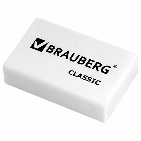 Ластик BRAUBERG "Classic", 26х17х7 мм, белый, прямоугольный, 221033 221033