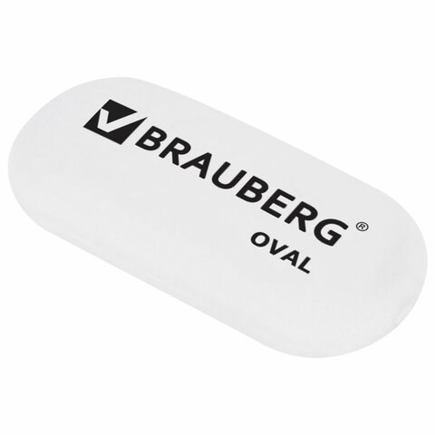 Ластик BRAUBERG "Oval", 55х23х10 мм, белый, овальный, 222471 222471