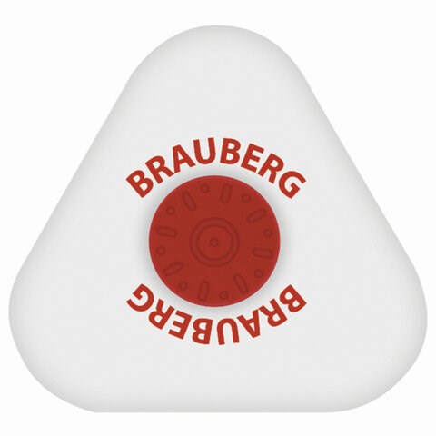 Ластик BRAUBERG "Universal", 45х45х10 мм, белый, треугольный, красный пластиковый держатель, 222473 222473