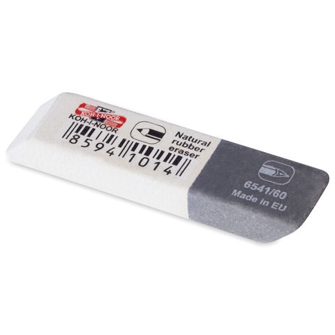 Ластик KOH-I-NOOR 6541/60, 50х13х7 мм, бело-серый, прямоугольный, скошенные края, натуральный каучук, 6541060007KDRU 220403