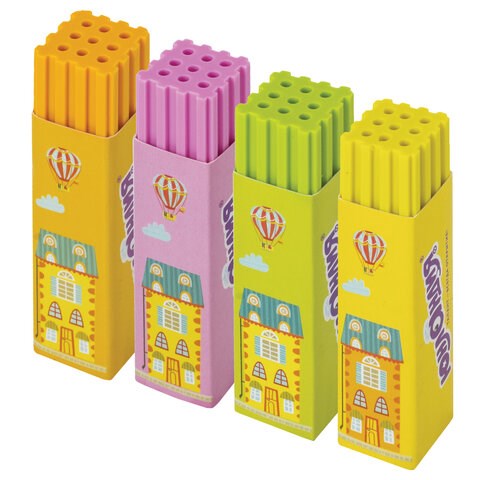Ластик ЮНЛАНДИЯ "Башенки", 64х15х15 мм, цвет ассорти, картонный держатель, 228719 228719