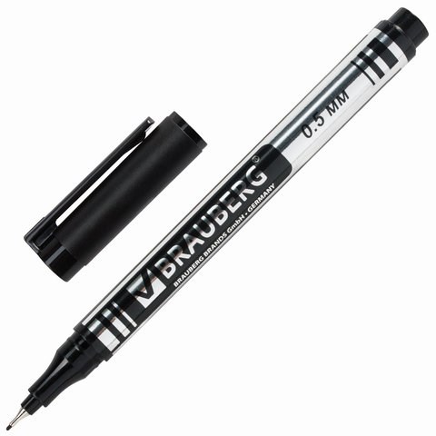 Маркер для CD и DVD BRAUBERG, ЧЕРНЫЙ, супертонкий металлический наконечник, 0,5 мм, 150512 150512