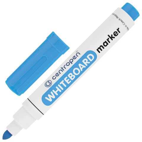 Маркер стираемый для белой доски ГОЛУБОЙ CENTROPEN "Dry-Wipe", круглый наконечник, 2,5 мм, 8559, 5 8559 0167 152018