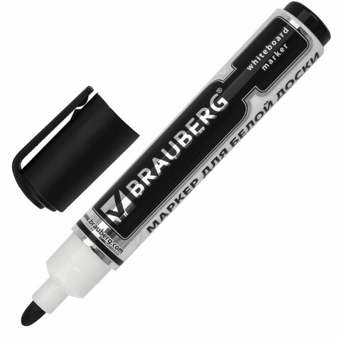 Маркер стираемый для белой доски ЧЕРНЫЙ, BRAUBERG "Neo", ЧЕРНЫЙ, с клипом, 5 мм, 150487 150487