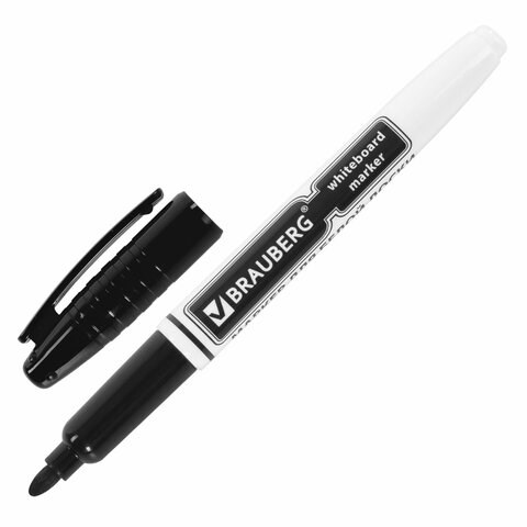 Маркер стираемый для белой доски ЧЕРНЫЙ, BRAUBERG, 4 мм, с клипом, эргономичный корпус, 150846 150846