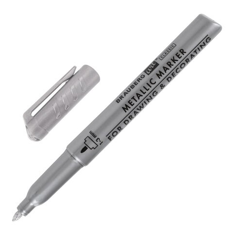 Маркер для декорирования и рисования СЕРЕБРИСТЫЙ BRAUBERG ART METALLIC, линия письма 1-3 мм, 152439 152439