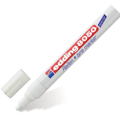 Маркер для шин и резины EDDING "8050", 2-4 мм, БЕЛЫЙ, круглый наконечник, E-8050/49 150594