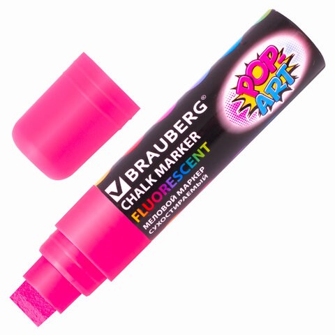 Маркер меловой "POP-ART" РОЗОВЫЙ, 15 мм, стираемый, для гладких поверхностей, BRAUBERG, 151540 151540