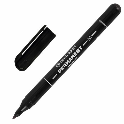 Маркер перманентный CENTROPEN 2846, ЧЕРНЫЙ, тонкий наконечник, 1 мм, 6 2846 9412 150207