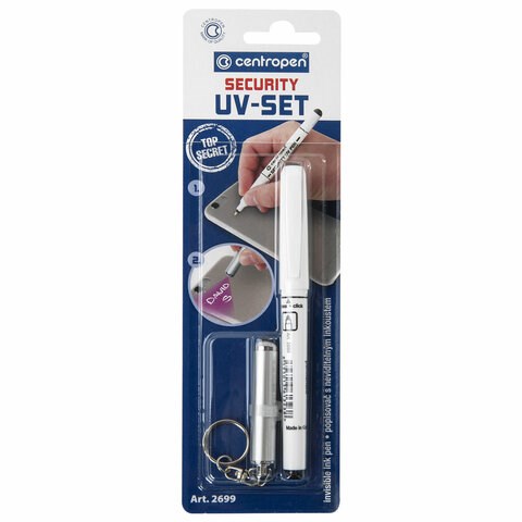 Маркер перманентный ультрафиолетовый CENTROPEN "Security UV", фонарик, 0,6-1 мм, 2699, 6 2699 0201 151120