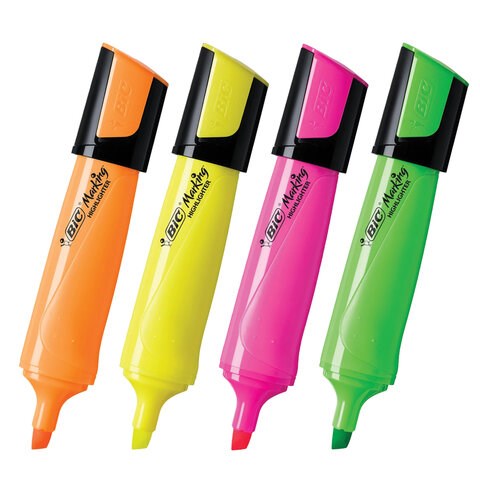 Набор текстовыделителей BIC "Flat" 4 шт., АССОРТИ, линия 1,7-4,8 мм, 943652 152607