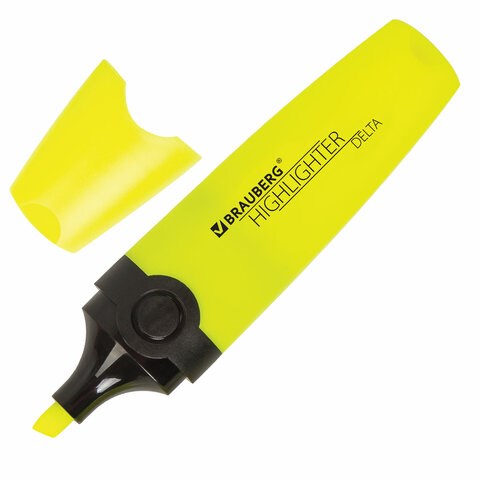 Текстовыделитель BRAUBERG "DELTA", ЖЕЛТЫЙ, линия 1-5 мм, 151719 151719