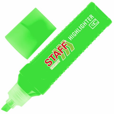 Текстовыделитель STAFF "EVERYDAY HL-707", ЗЕЛЕНЫЙ, линия 1-5 мм, скошенный наконечник, 152543 152543