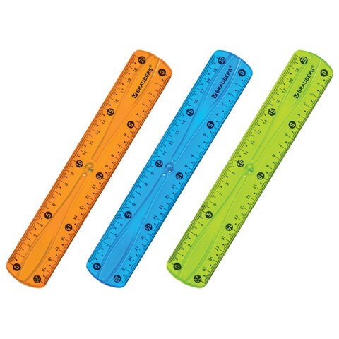 Линейка 20 см гибкая BRAUBERG "FLEX", пластиковая, ассорти, европодвес, 210674 210674