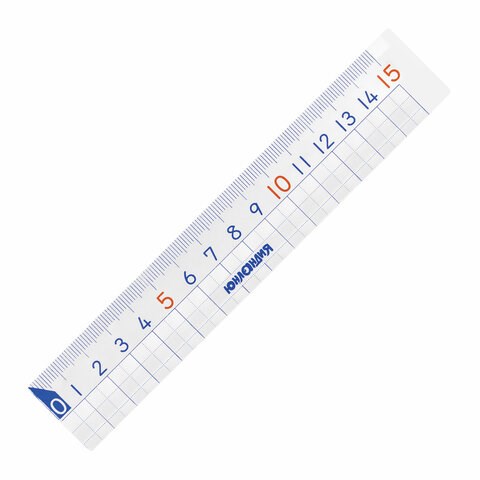 Линейка пластик 15 см ЮНЛАНДИЯ "ШКОЛЬНАЯ", прозрачная, европодвес, 210734 210734