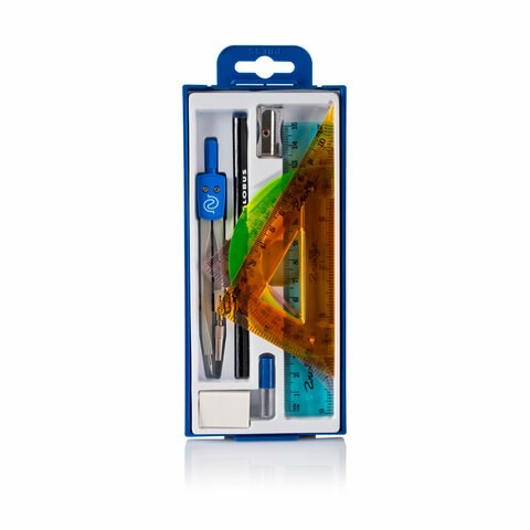 Чертежный набор 9 предметов, пластиковый пенал с европодвесом, РОССИЯ, GLOBUS, НЧ9-40-60 273200