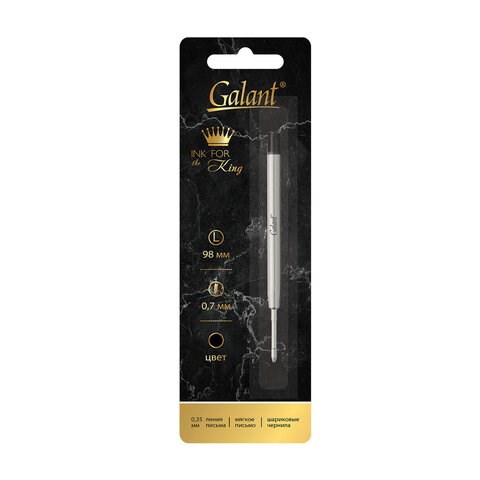 Стержень шариковый тип PARKER, ЧЕРНЫЙ, пишущий узел 0,7 мм, металл, 98 мм, блистер, GALANT, 170386 170386