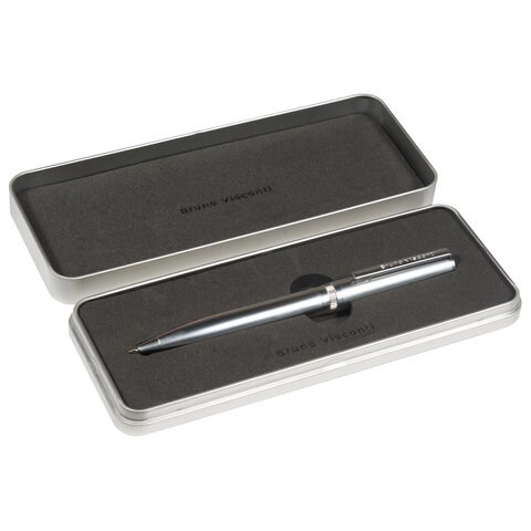 Ручка подарочная шариковая BRUNO VISCONTI "Boston", корпус серебро, 0,7 мм, футляр, синяя, 20-0357/10 144294