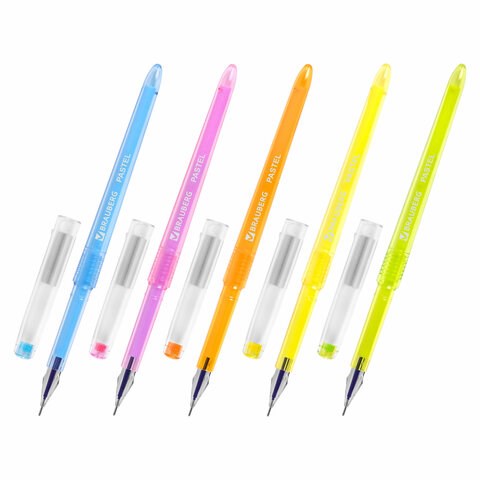 Ручка гелевая BRAUBERG DIAMOND PASTEL, СИНЯЯ, корпус ассорти, игольчатый узел 0,5 мм, линия письма 0,25 мм, 144133 144133