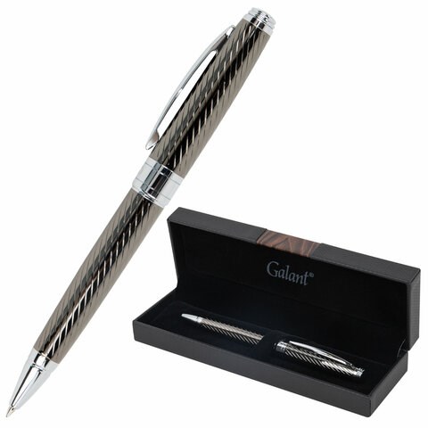 Ручка подарочная шариковая GALANT "Gotter", корпус оружейный металл, детали серебро, узел 0,7 мм, линия письма 0,5 мм, синяя, 144176 144176