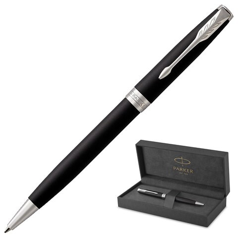 Ручка шариковая PARKER "Sonnet Core Matt Black CT", черный матовый лак, палладий, черная, 1931524 142355