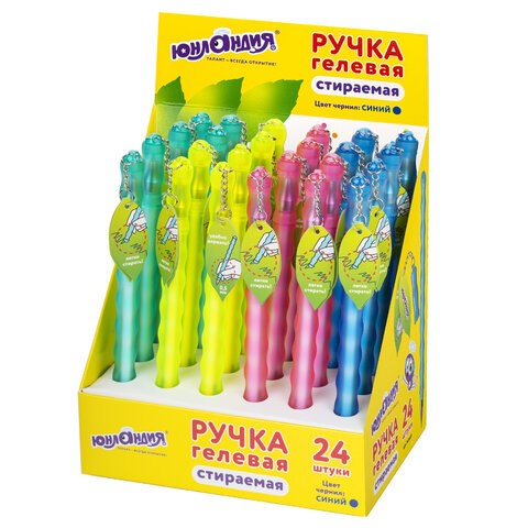 Ручка стираемая гелевая ЮНЛАНДИЯ "Горошек", СИНЯЯ, прорезиненный корпус ассорти, линия письма 0,35 мм, 143669 143669