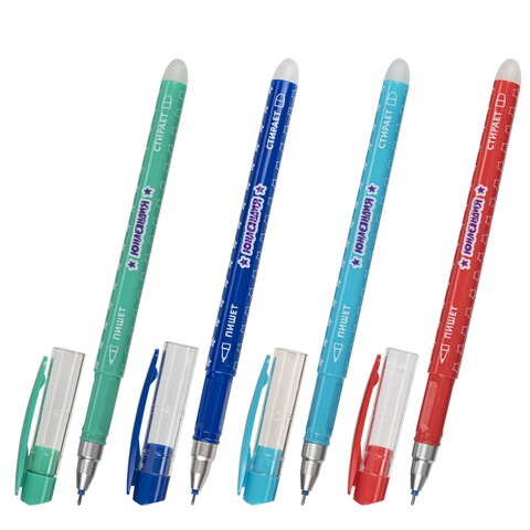 Ручка стираемая гелевая ЮНЛАНДИЯ "Звёзды", СИНЯЯ, корпус ассорти, игольчатый узел 0,5 мм, линия письма 0,35 мм, 143653 143653