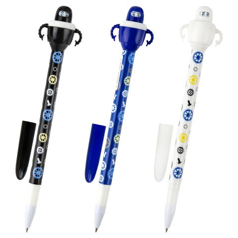 Ручка фигурная шариковая ЮНЛАНДИЯ "Робот", корпус ассорти, СИНЯЯ, пишущий узел 0,7 мм, 143790 143790