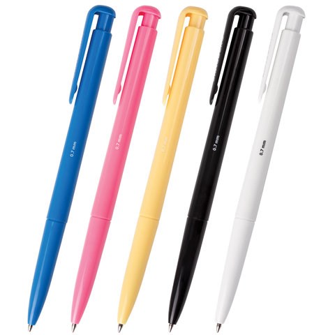 Ручка шариковая автоматическая BRAUBERG "Hot Hit", СИНЯЯ, корпус ассорти, узел 0,7 мм, линия письма 0,35 мм, 140891 140891