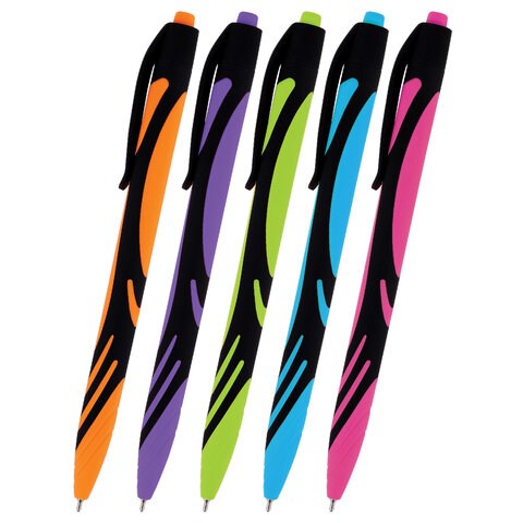Ручка шариковая автоматическая BRAUBERG ULTRA COLOR NEON, soft-touch, СИНЯЯ, пишущий узел 0,7 мм, линия письма 0,35 мм, 144203 144203